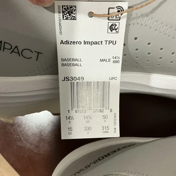 adidas Adizero Impact TPU Baseball Cleats Silver JS3049 Men's Size 15 NEW